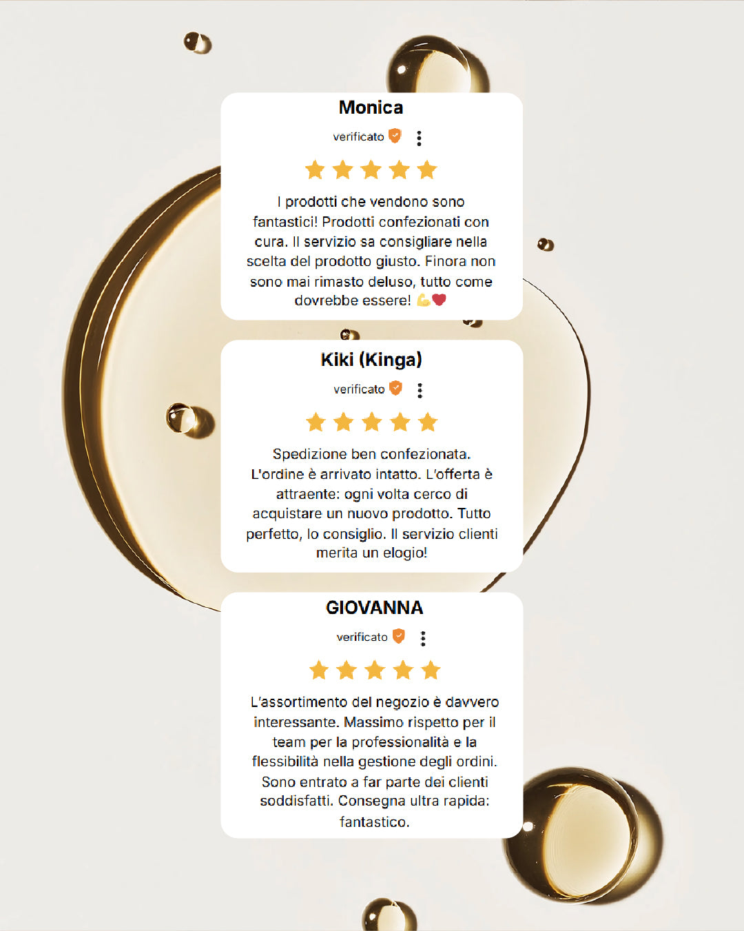 recensioni clienti su Primabiotic con commenti positivi su prodotti servizio e consegna